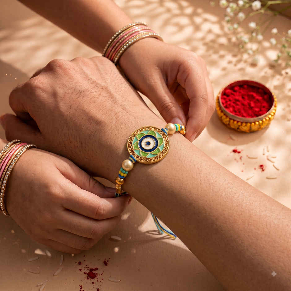 Pastel Colored Evil Eye Rakhi With Roli Chawal | Pack of 1 | Bandhan