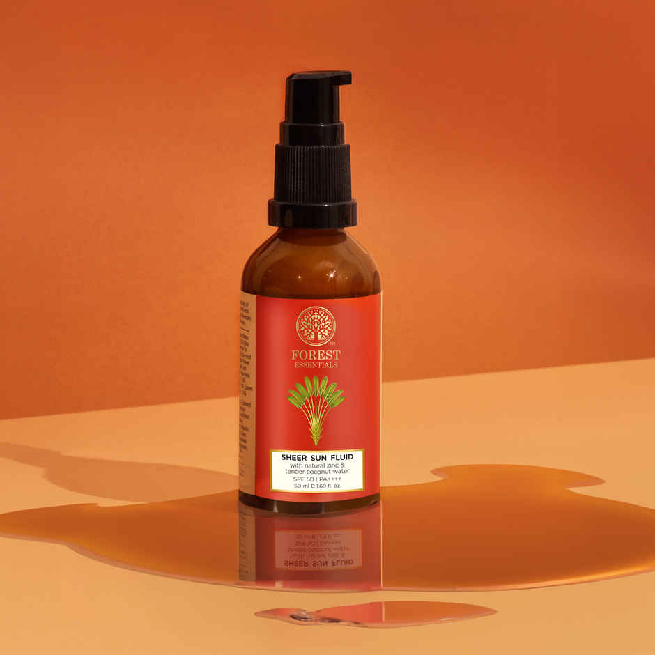 Forest Essentials Sheer Sun Fluid SPF 50 PA++++ | Hydrating Ayurvedic Sunscreen