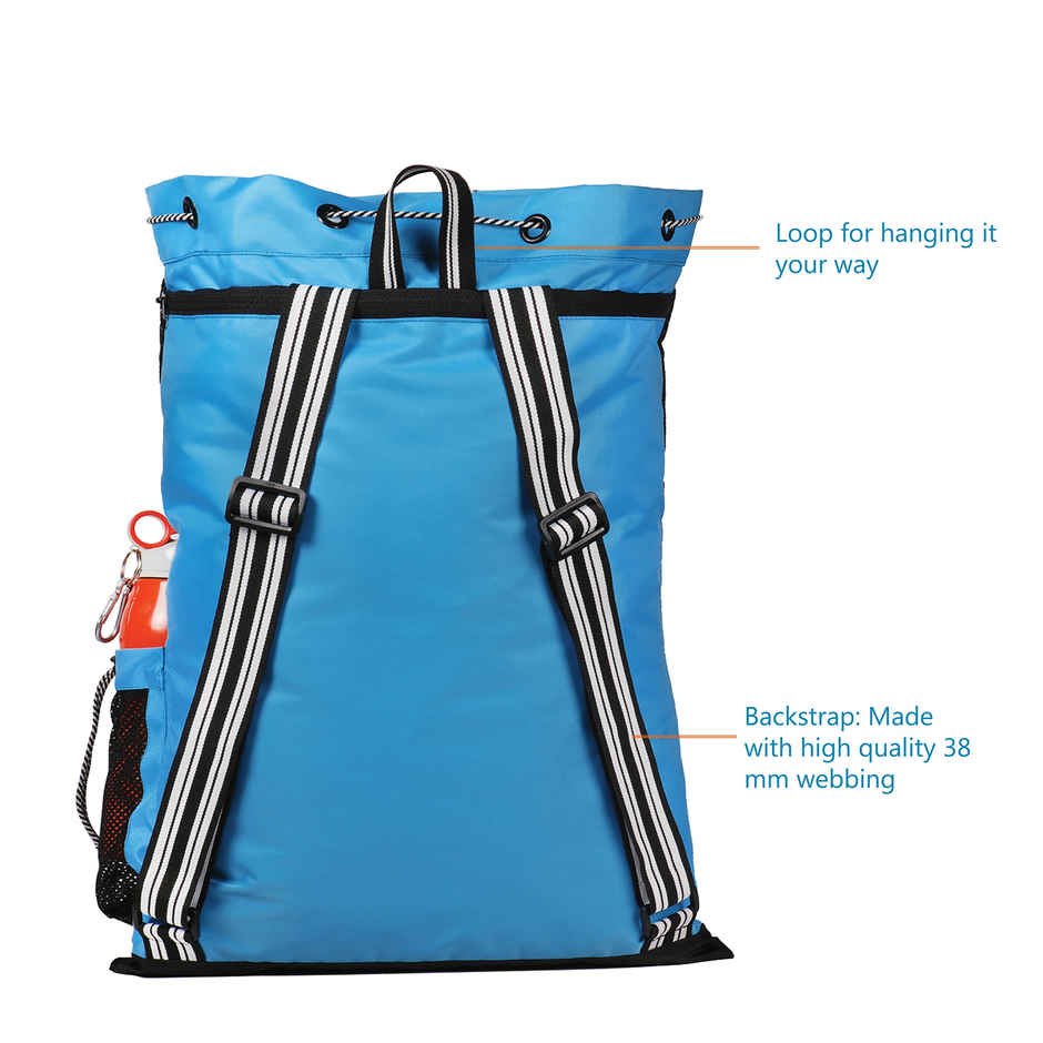 Whackk Unisex Sporty Polyester 21 L Shoulder Handle Backpack | Aqua Blue - L