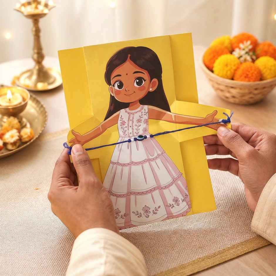 Evil Eye Rakhi Greeting Card | Hug Card | Pack of 1 | Happy Mail