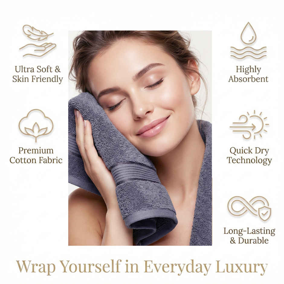 Dream Living Pure Cotton Face Towel 400 Gsm | Grey - 30 x 30 cm