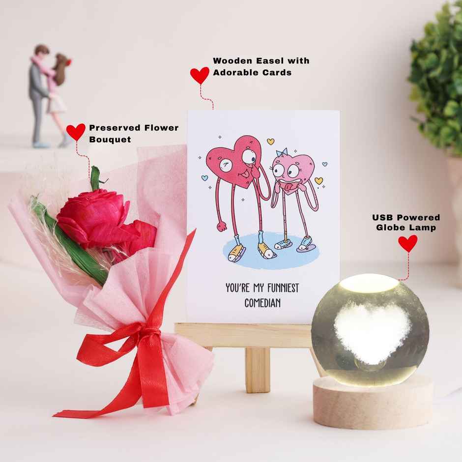 Forever Rose Bouquet with Card Easel Gift Hamper | Elegant Floral Surprise | Oye Happy