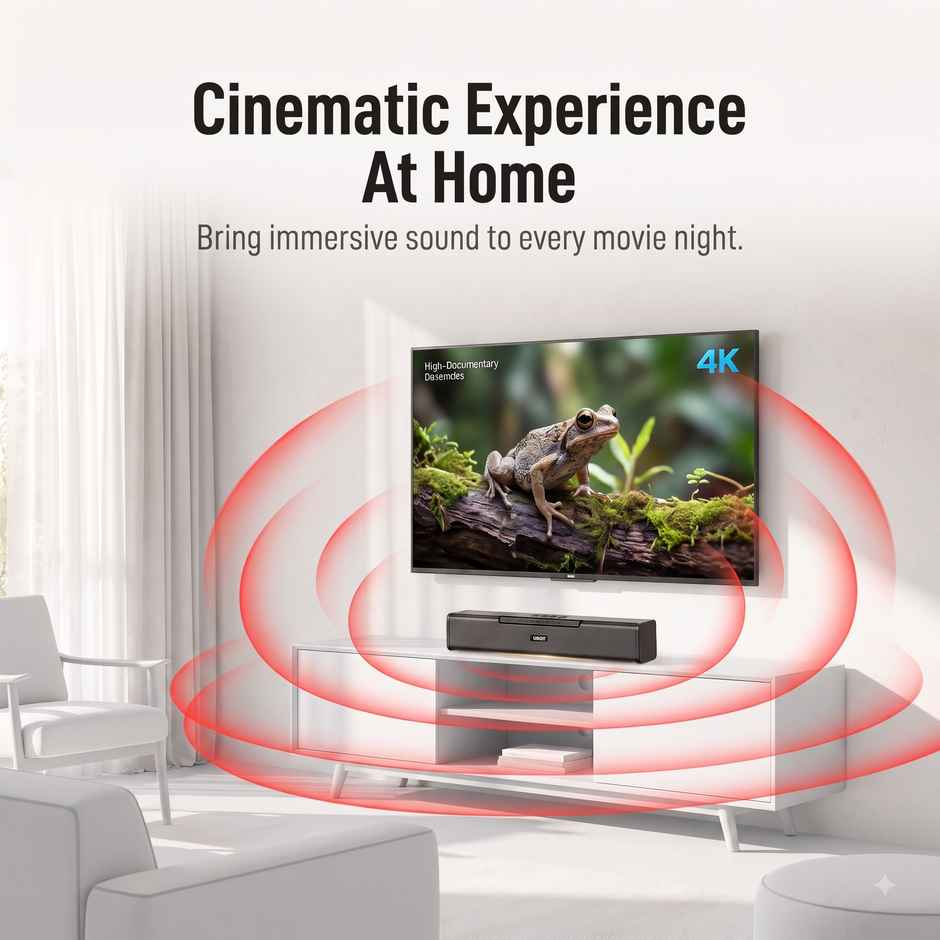 UBON Thunder 16W Wireless Soundbar with Voice Changer Mic | 10hrs Playtime | RGB Lights | BT v5.3 | TF, AUX, USB & FM (Black)