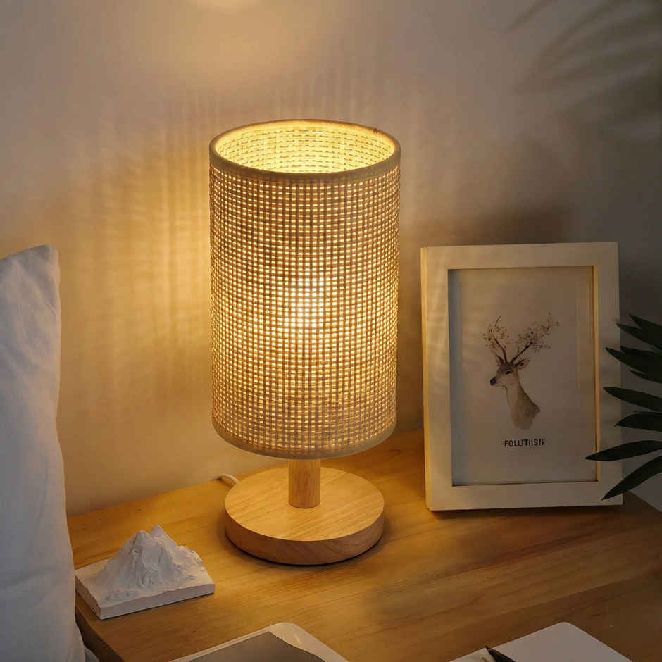Desidiya Knitted Wooden LED Table Lamp For Living Room Bedroom Bedside Lamp