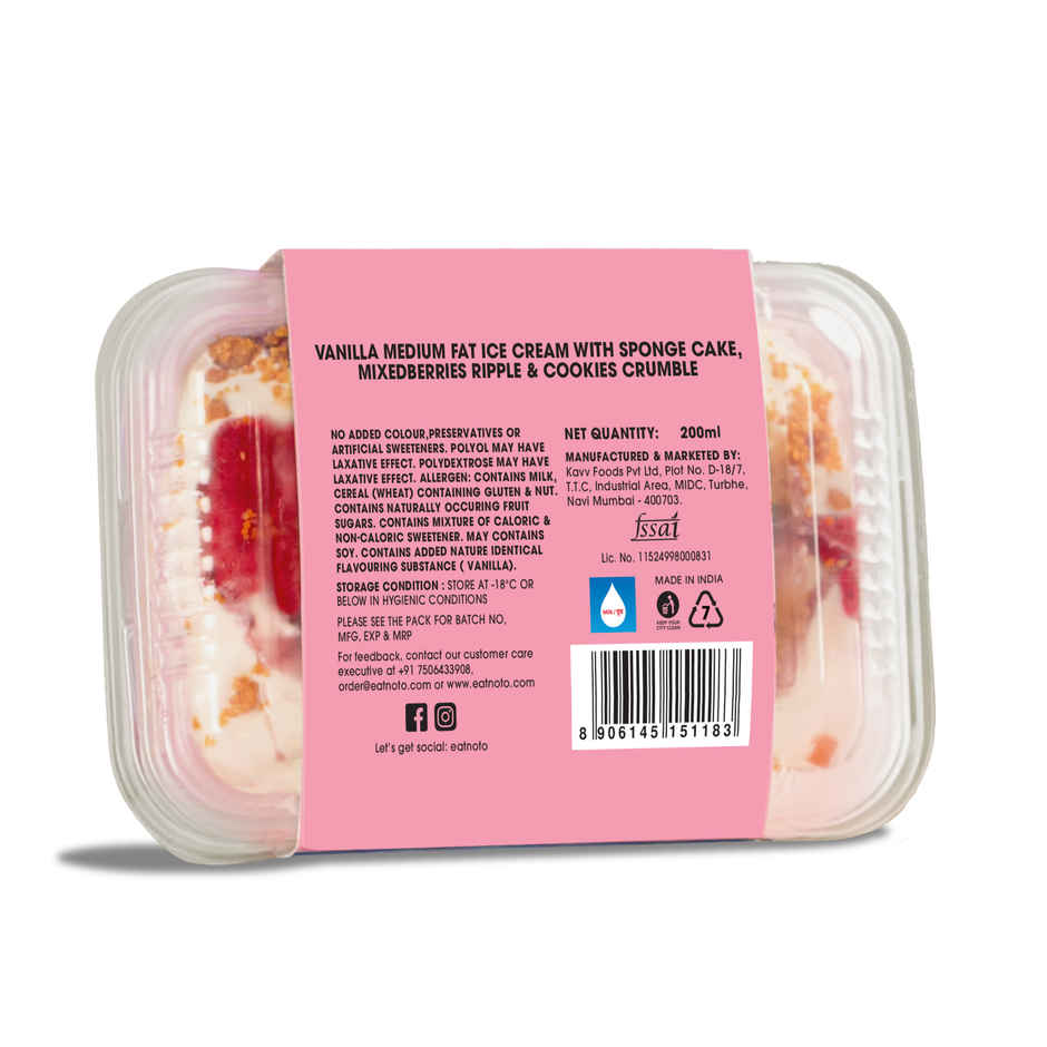 NOTO Berry Shortcake Sugar-Free Guilt Free Ice Cream Tub