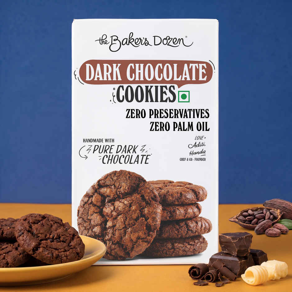 The Baker's Dozen Dark Chocolate Cookies - 200 Gm | 31% Pure Dark Chocolate | Choco Chip Cookies Combo