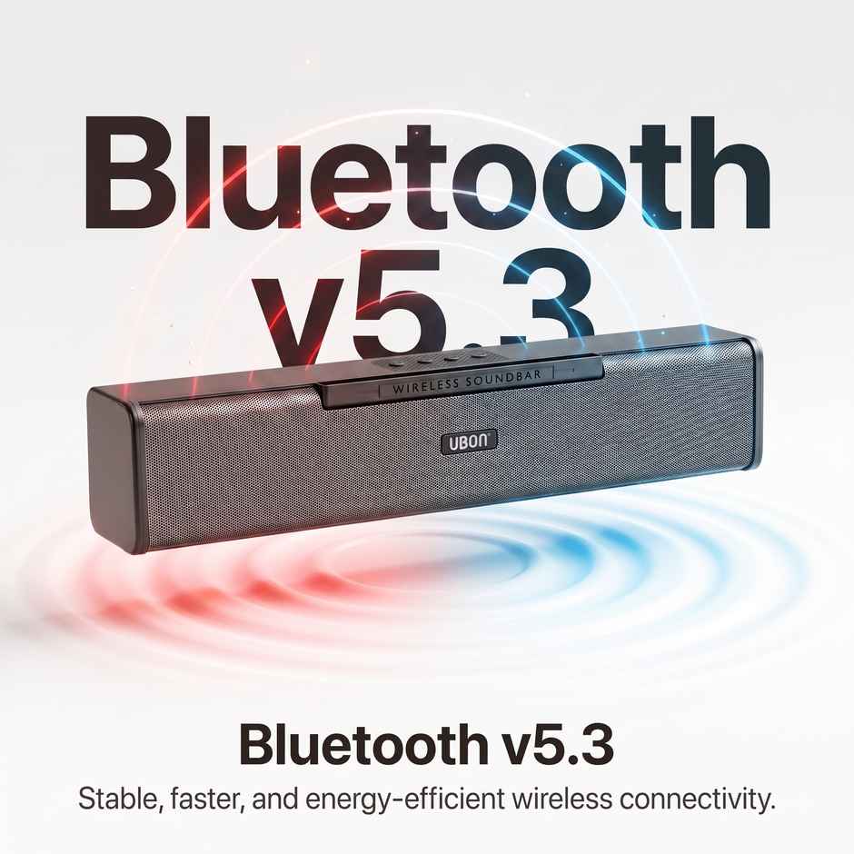 UBON Thunder 16W Wireless Soundbar with Voice Changer Mic | 10hrs Playtime | RGB Lights | BT v5.3 | TF, AUX, USB & FM (Black)