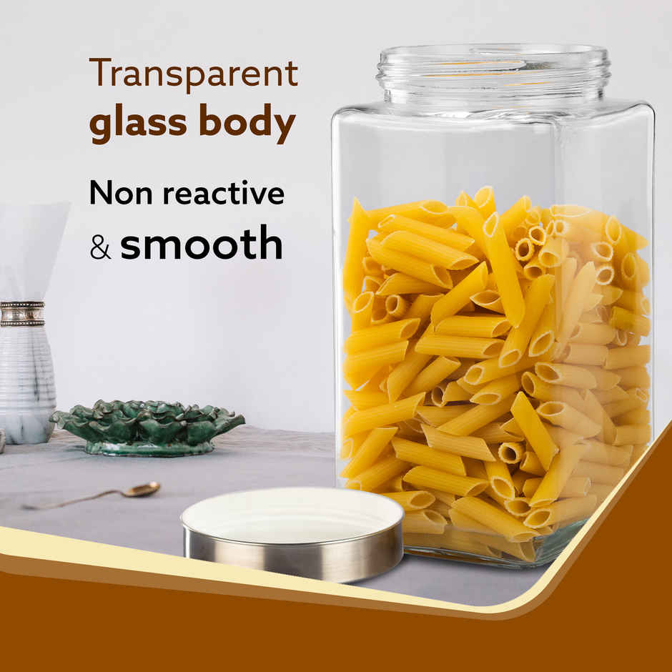 Agaro Elegant Glass Jar | Storage Glass Container, Kitchen Organiser, Multipurpose Jar - 2.25 L