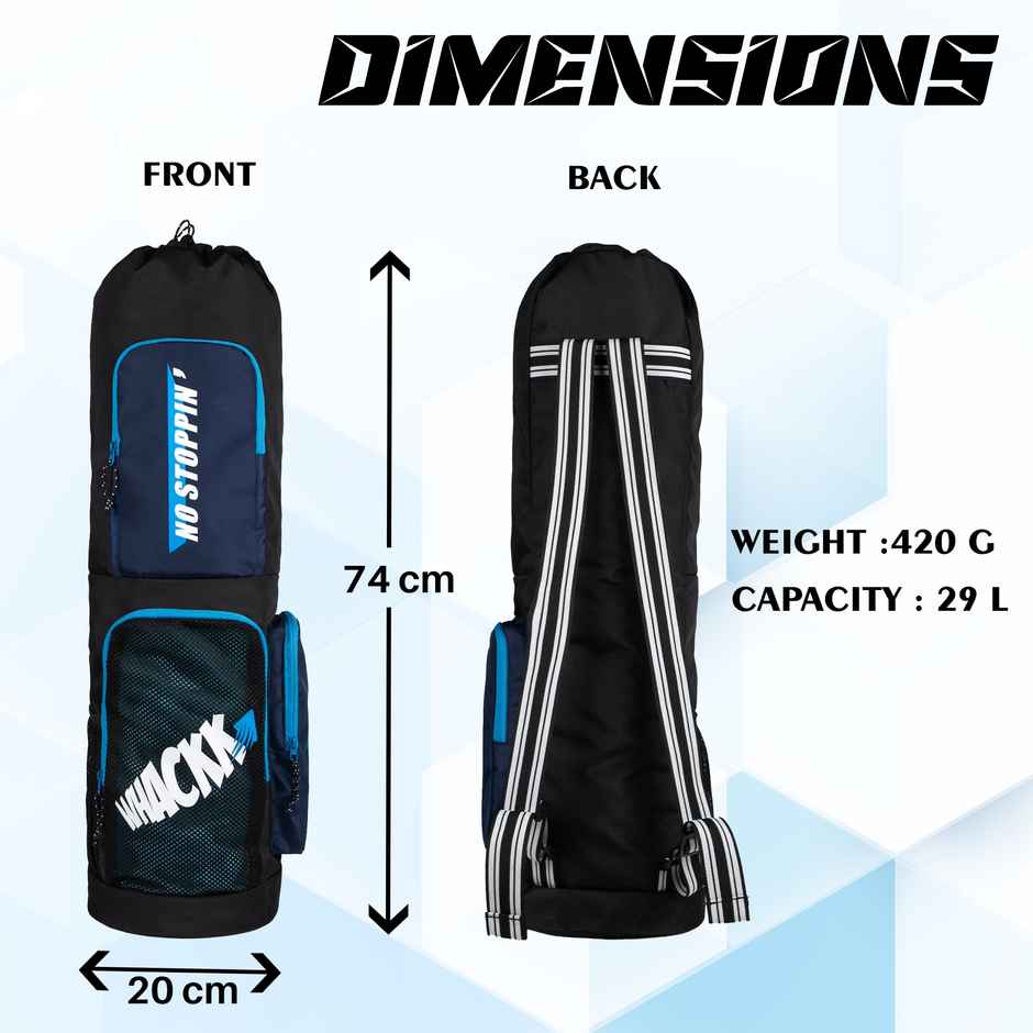 Whackk Unisex Solid Polyester 29 L Gym Bag | Black and Blue - One Size