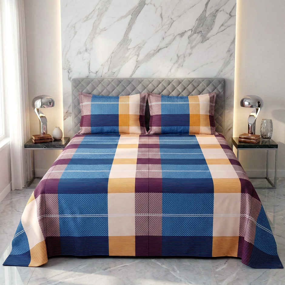 Dream Living 135 GSM Double Bedsheet Set |220 x 250 cm| With 2 Pillow Covers