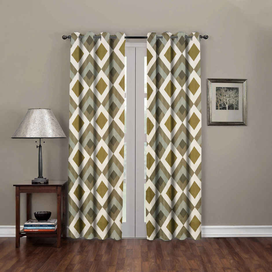 BAY6 Polyester Door Curtains - Set of 2 - (7x4 ft) - Dark Green
