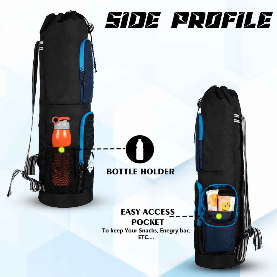 Whackk Unisex Solid Polyester 29 L Gym Bag | Black and Blue - One Size