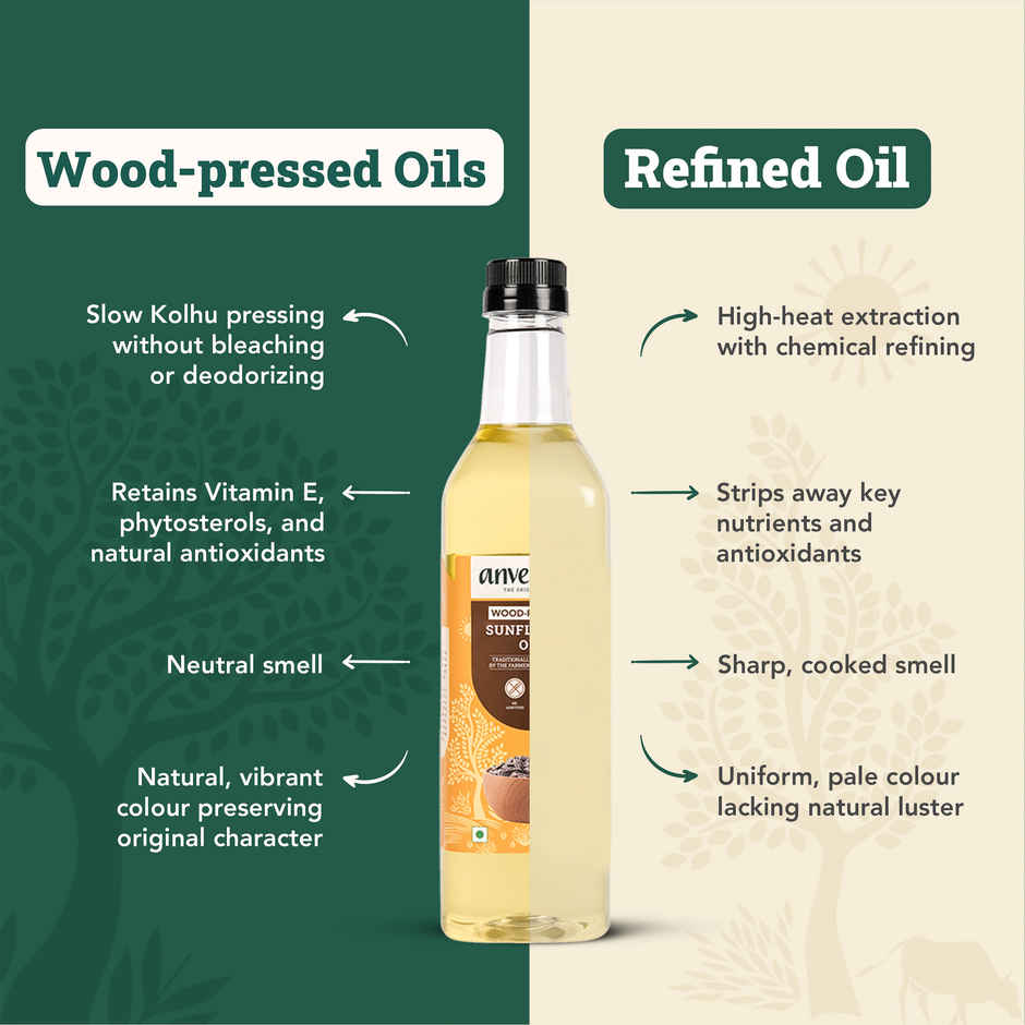 Anveshan Sunflower Wood Cold Pressed Oil | Healthy Cooking Oil