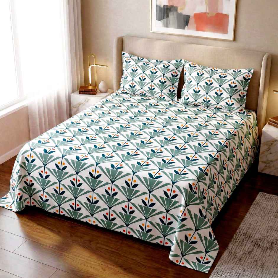Dream Living 115 GSM Double Bedsheet Set |220 x 250 cm| With 2 Pillow Covers