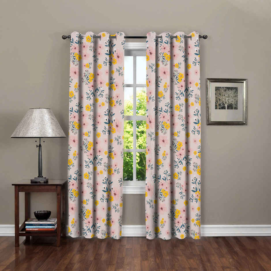 BAY6 Polyester Door Curtains - Set of 2 - (7x4 ft) - Peach