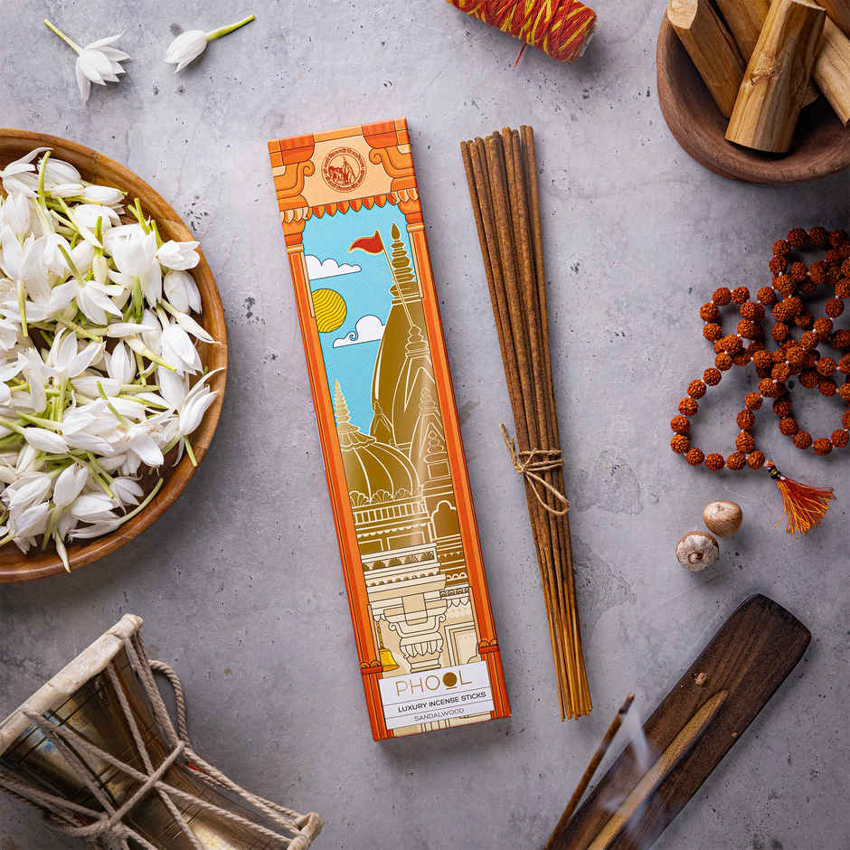 Sandalwood Agarbatti | Kashi Vishwanath Temple Collection| Made from Temple Flowers | Phool