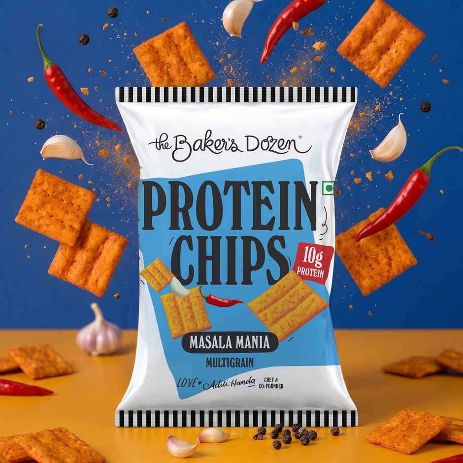 The Baker's Dozen Protein Chips Masala Mania Multigrain |10g Protein | Baked | Healthy Snacks