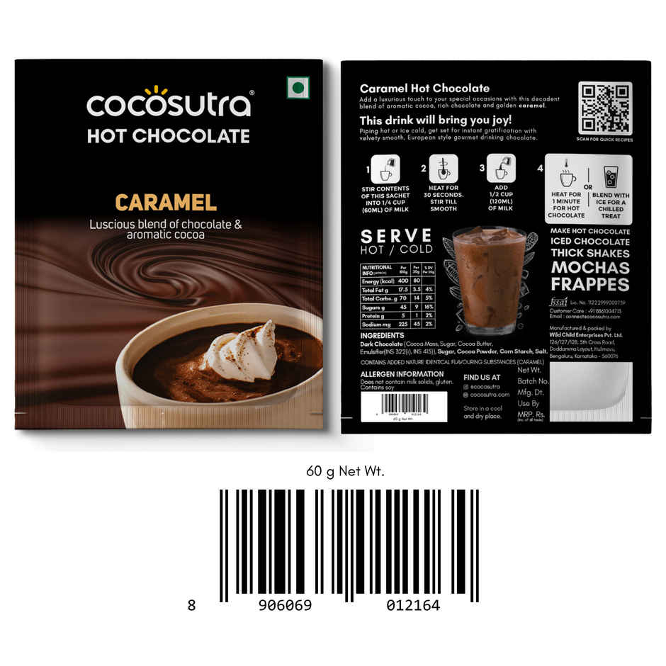 Cocosutra Hot Chocolate | Hazelnut, Mocha, Caramel