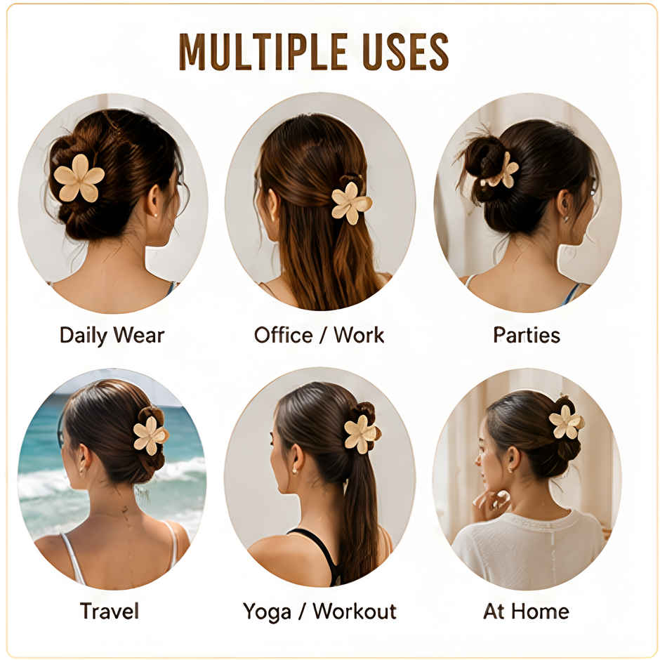 Bronson Professional 2 Pcs Hair Claw Clips Medium Matte Flower Hair Clutcher | Multicolour