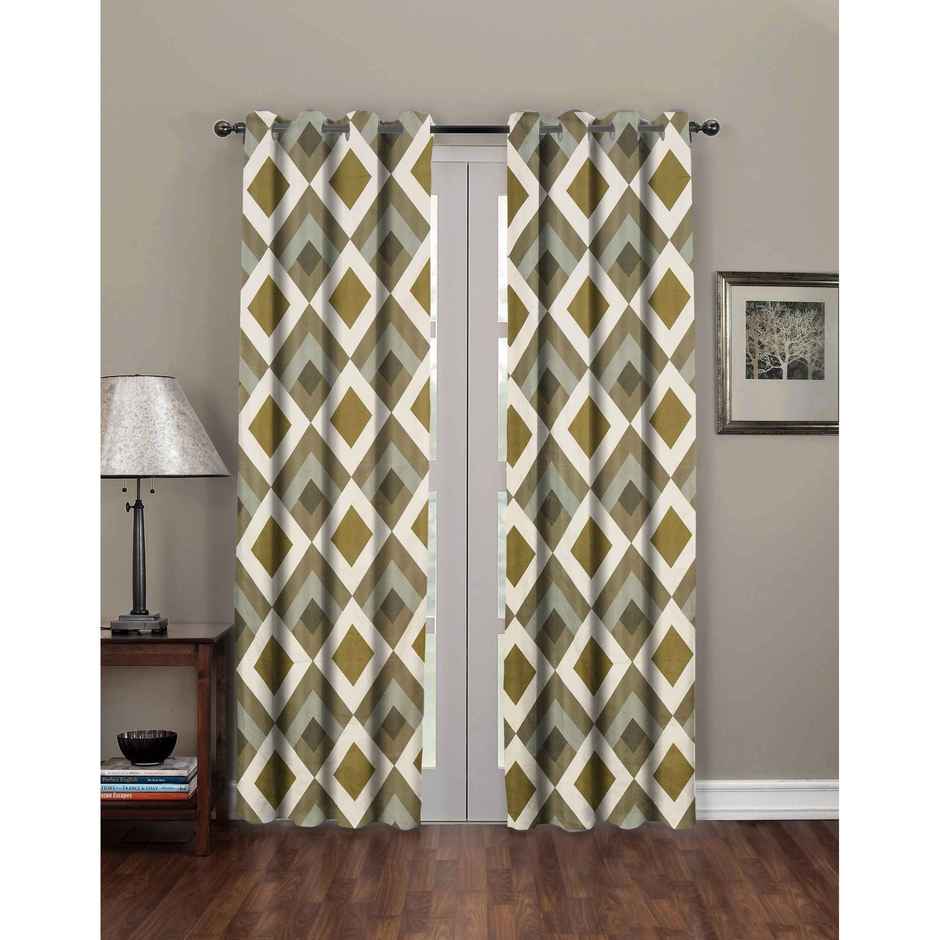 BAY6 Polyester Long Door Curtains - Set of 2 - (8x4 ft) - Dark Green