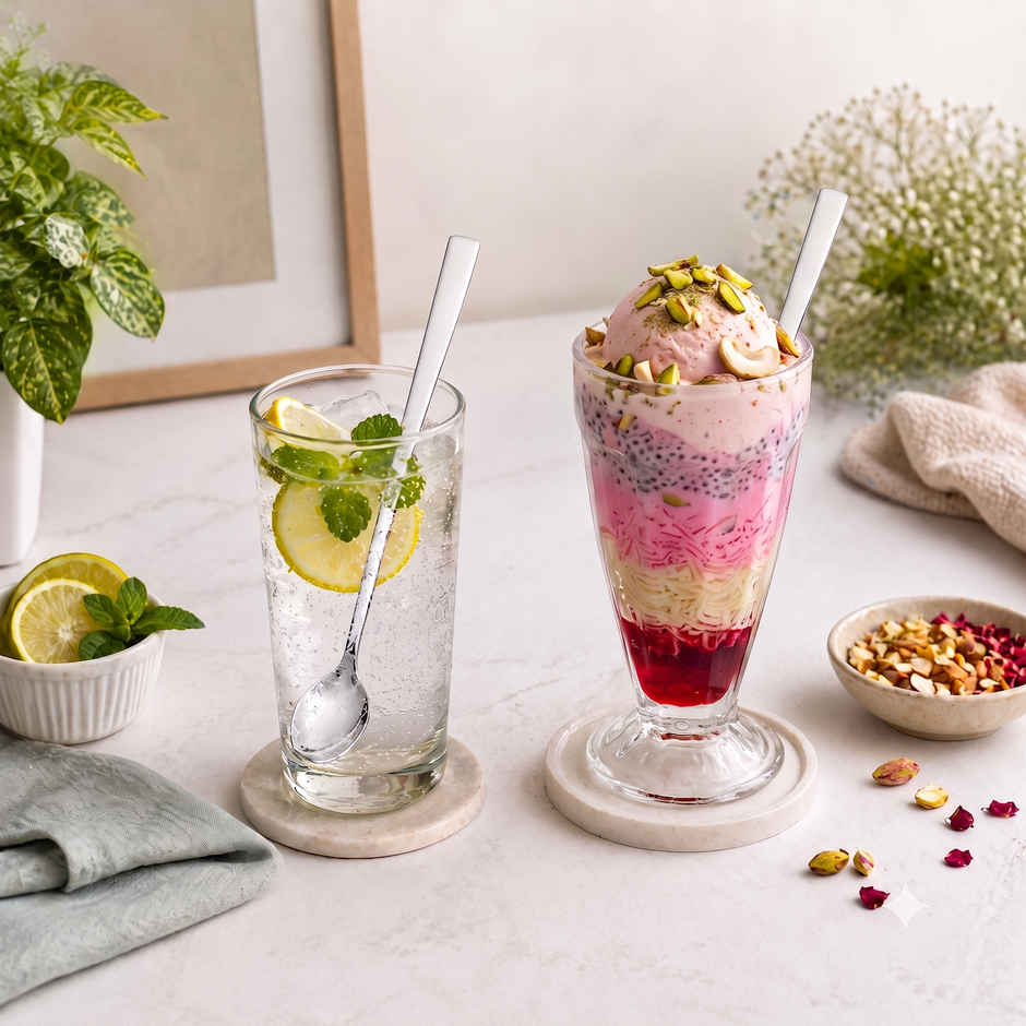 Petals 2Pcs Stainless Steel |  Long Falooda Soda Spoon