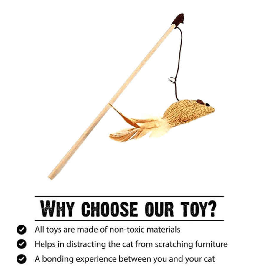 Foodie Puppies Cat Teaser Wand Mouse Bell | 40cm