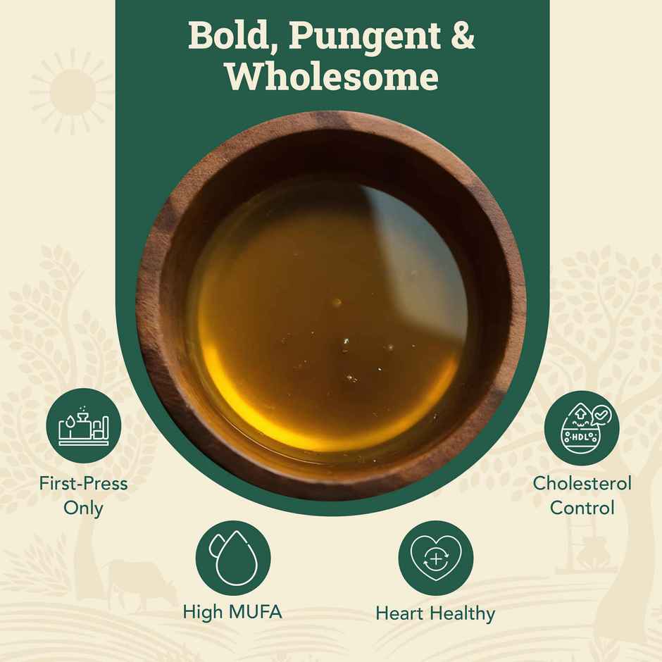 Anveshan Mustard (Sarson) Wood Cold Pressed Oil | Bottle