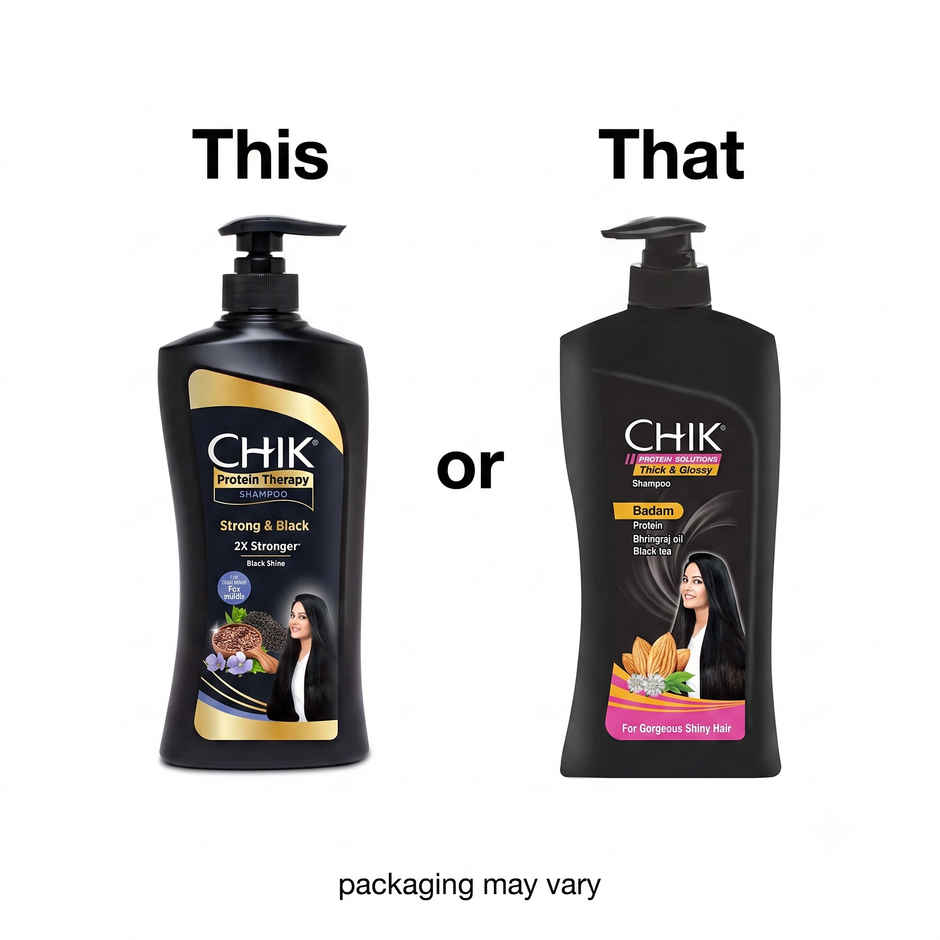 Chik Protein Therapy Shampoo| For Strong & Black Hair | With The Goodness Of Black Tea, and Flax Seeds
