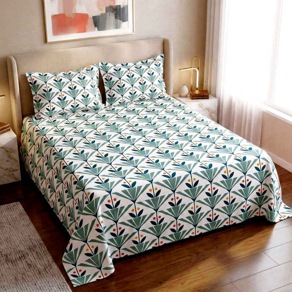 Dream Living 115 GSM Double Bedsheet Set |220 x 250 cm| With 2 Pillow Covers