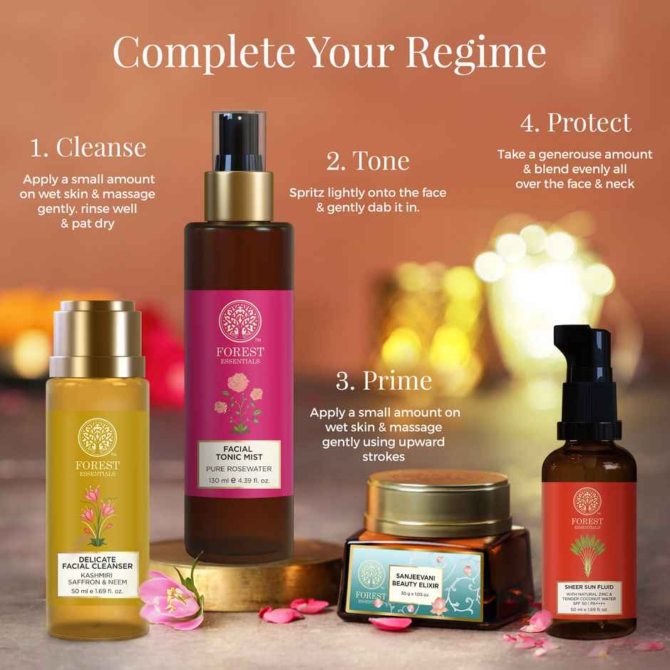 Forest Essentials Sheer Sun Fluid SPF 50 PA++++ | Hydrating Ayurvedic Sunscreen