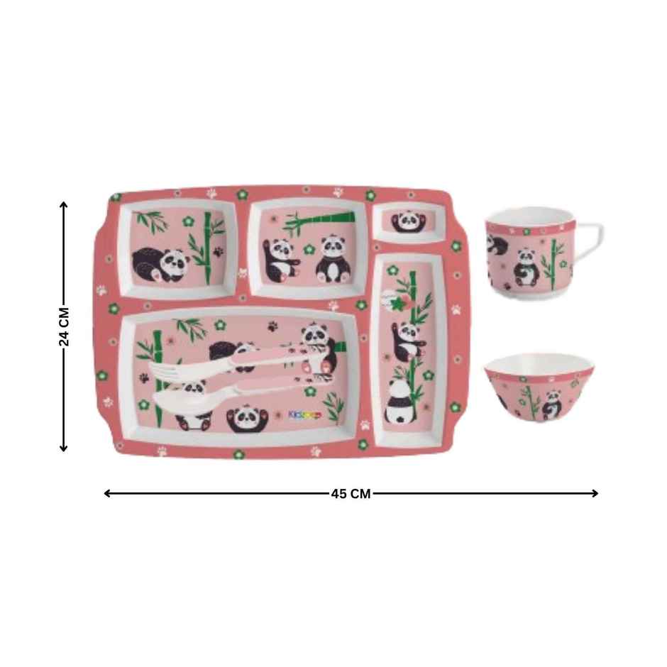 Cello Kidzbee Pentameal Bamboo Buddies Melamine Meal Set for Kids |Set of 5, Peach