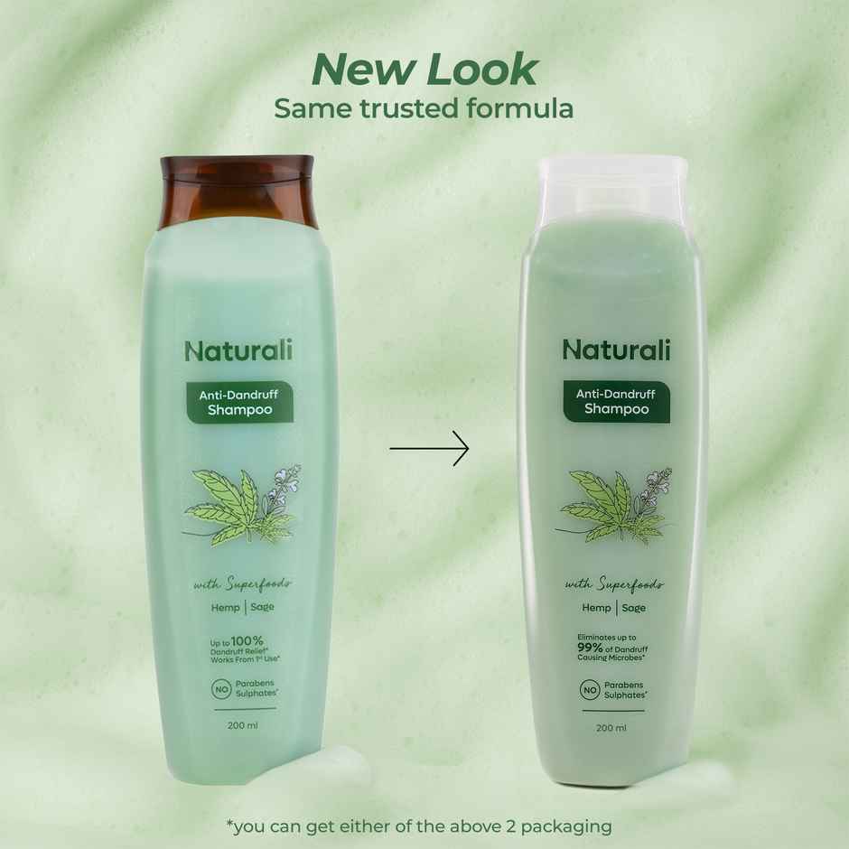 Naturali Anti-Dandruff Shampoo|Hemp, Sage & Salicylic Acid|For Men & Women|Sulphate free