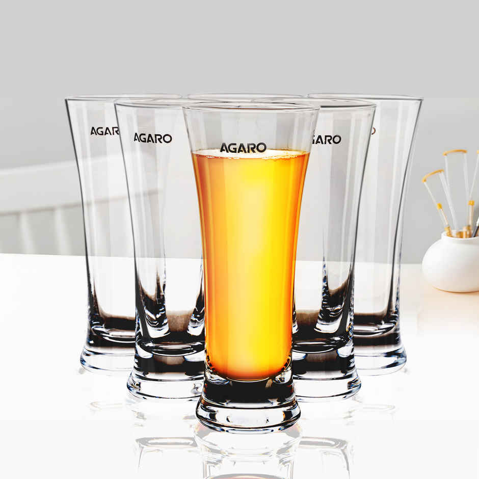 Agaro Elegant Pilsner Highball Glass | Heavy Base Tall Bar Glass - 330 ml