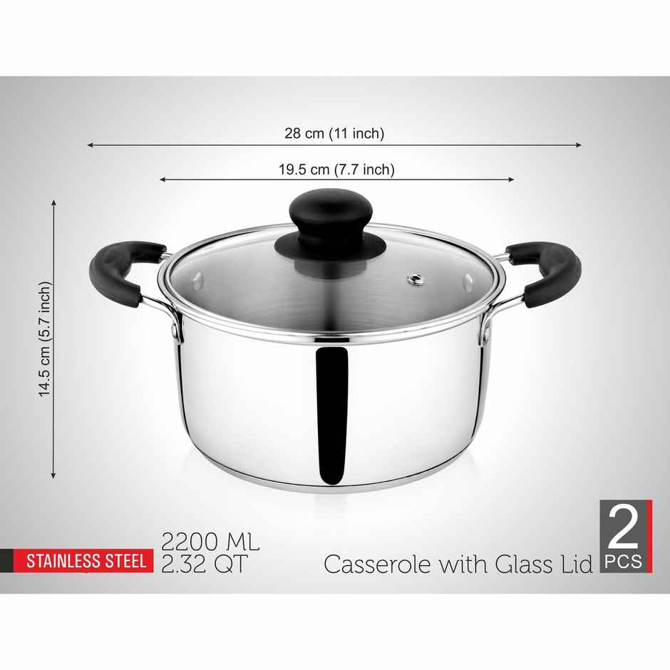 BAY6 Casserole with Glass Lid - 2200 ml (18 cm)