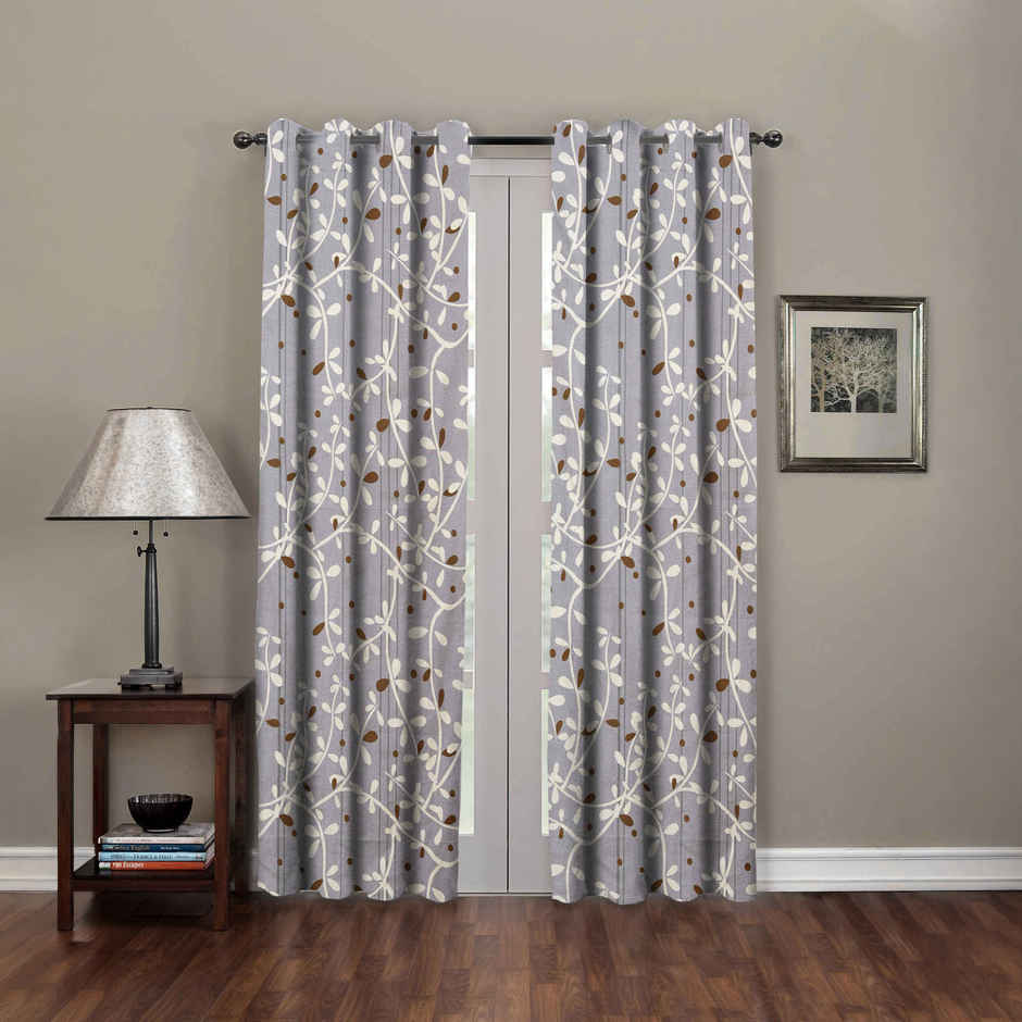BAY6 Polyester Door Curtains | Set of 2 | 7x4 ft | Grey