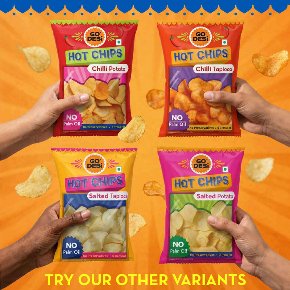 GO DESi Hot Chips Chilli Potato | No Palm Oil