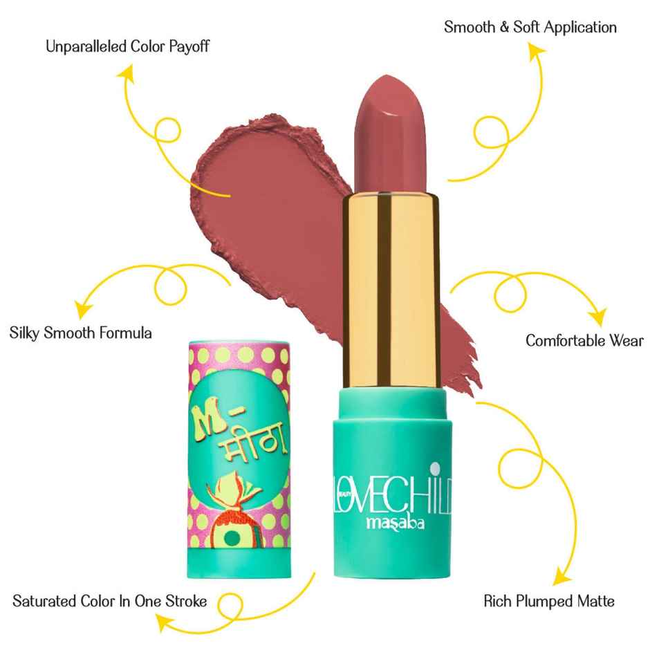 LoveChild Masaba Lipstick Meetha | Mauve Pink | For the Kid in You! Luxe Matte | 8 Hrs Hydration