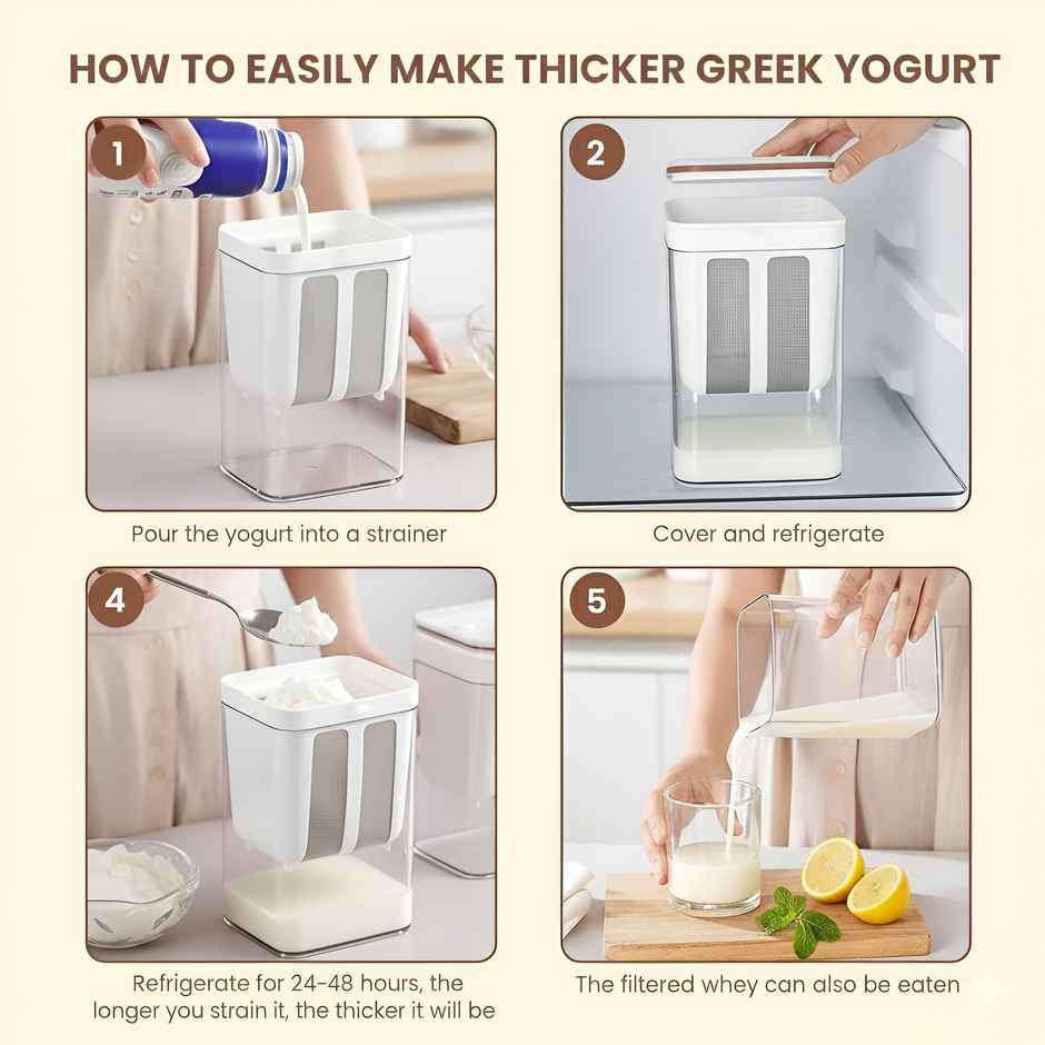 YouBee Plastic Yogurt Maker Hung Curd Maker BPA Free | 1.1 L