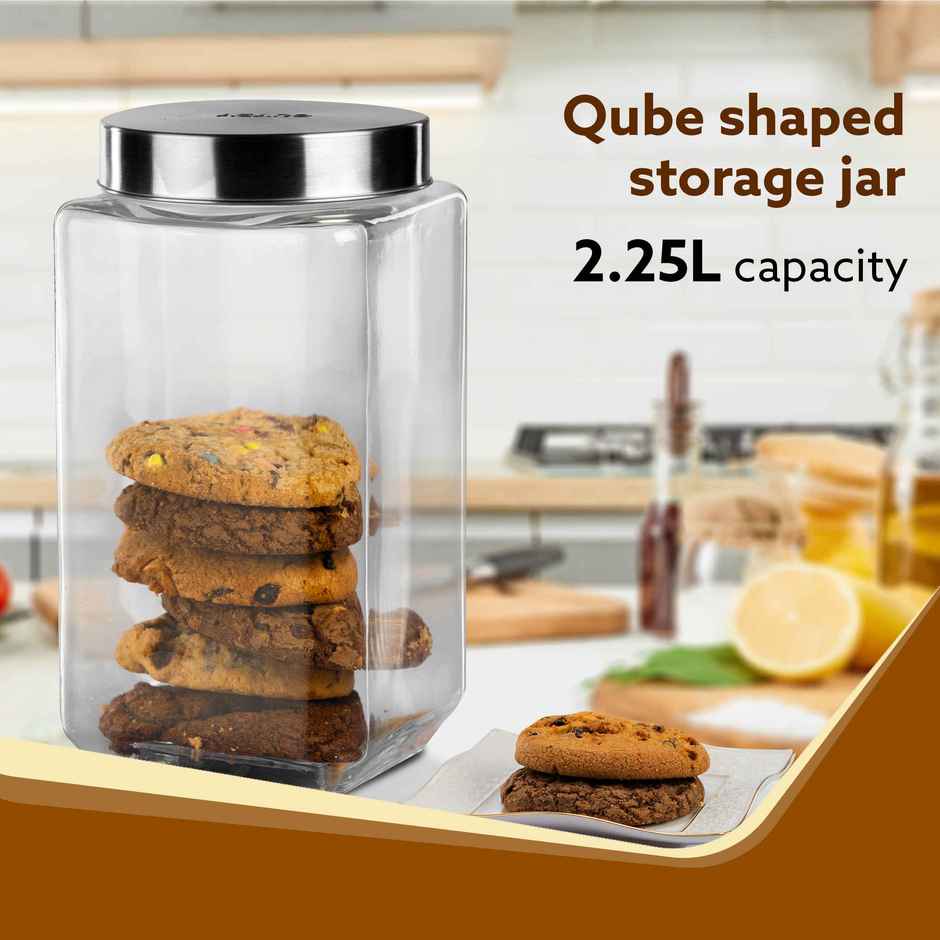 Agaro Elegant Glass Jar | Storage Glass Container, Kitchen Organiser, Multipurpose Jar - 2.25 L