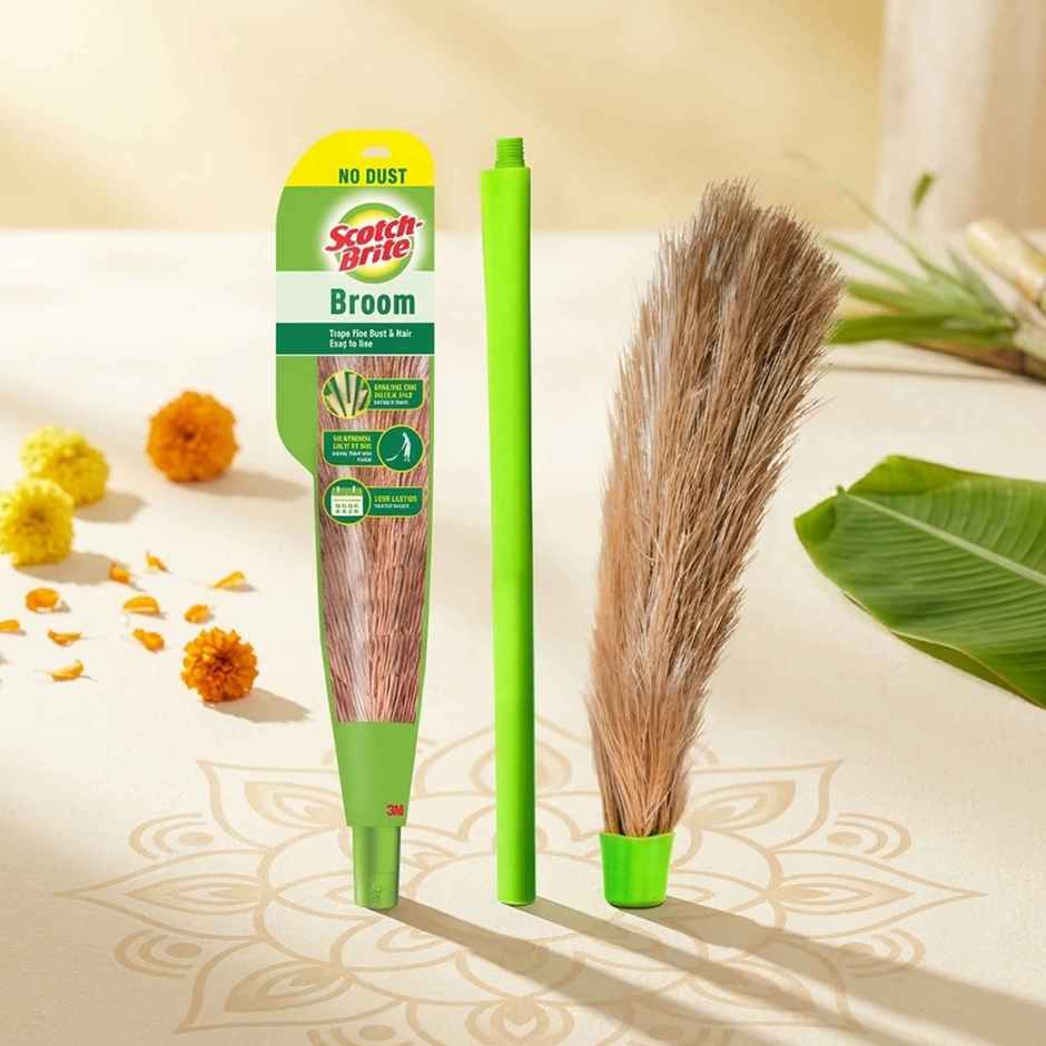 Scotch-Brite No-Dust Broom, Long handle, Easy floor cleaning (Multi-use) Combo  