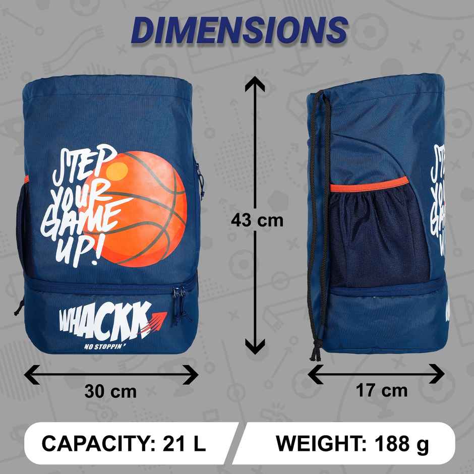 Whackk Unisex Graphic Polyester 21 L Shoulder Handle Backpack | Navy Blue