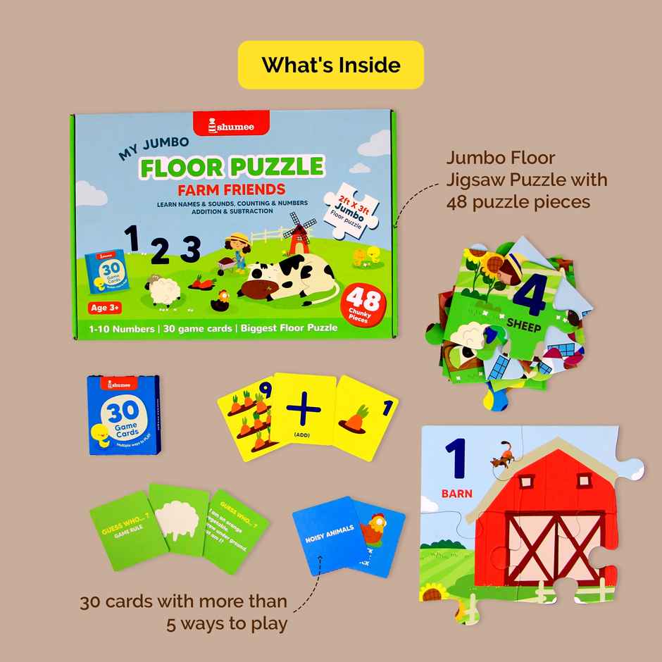 Shumee Jigsaw Farm Themed Floor Puzzle (48 piece) & Card Game Set (3+ Years)