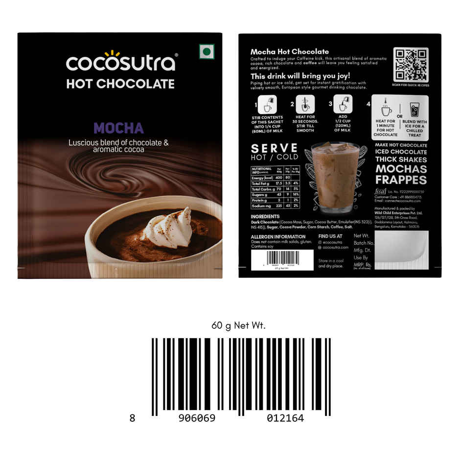 Cocosutra Hot Chocolate | Hazelnut, Mocha, Caramel