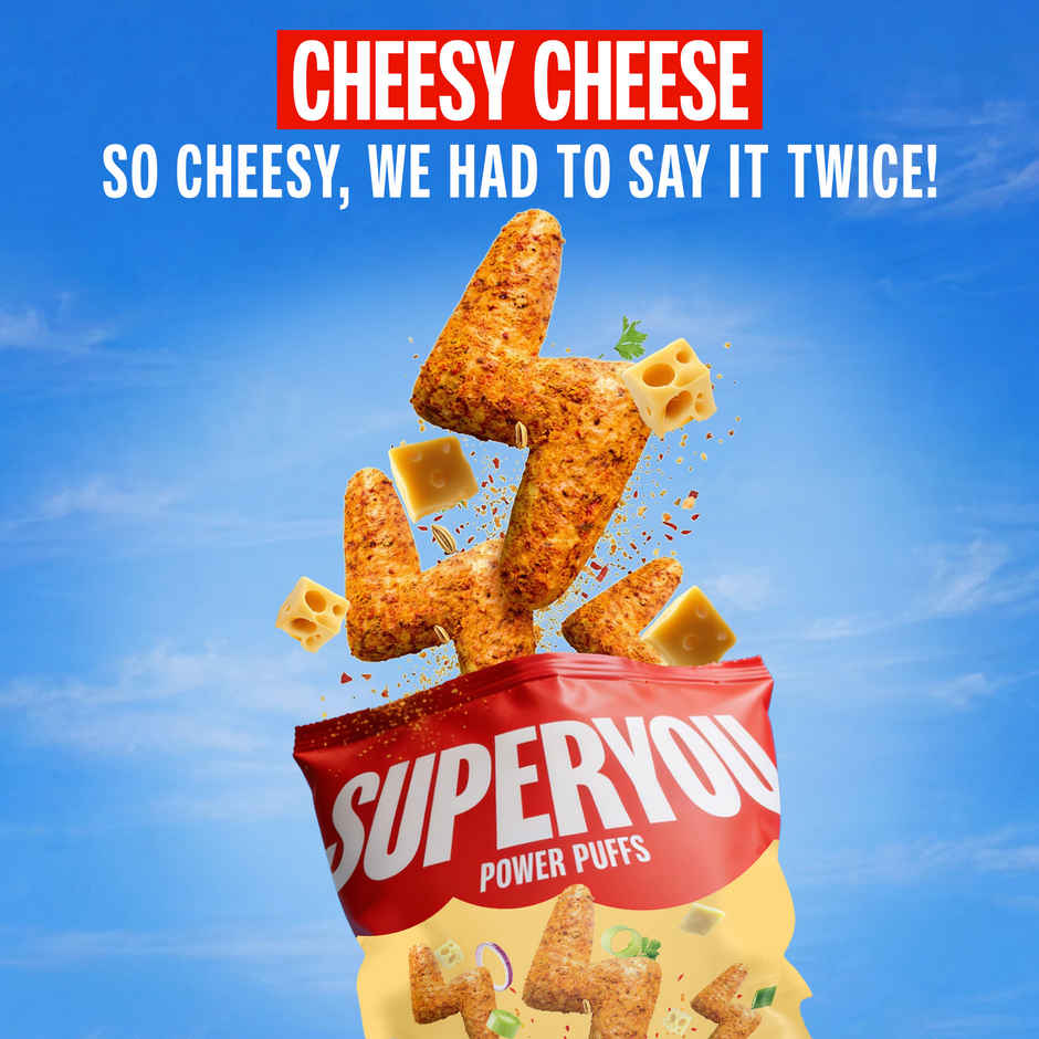 SuperYou Power Puffs - Cheesy Cheese | 13g protein | Multigrain, No Palm Oil, No Cholesterol