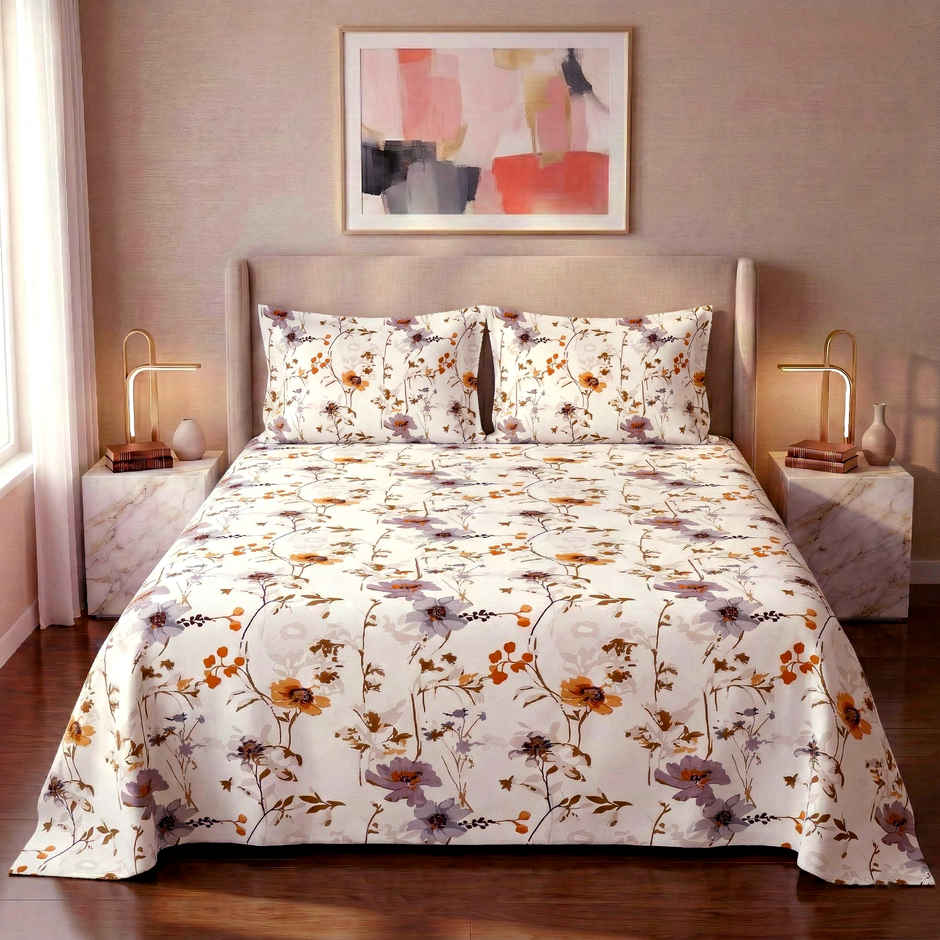 Dream Living 115 GSM Double Bedsheet Set |220 x 250 cm| With 2 Pillow Covers