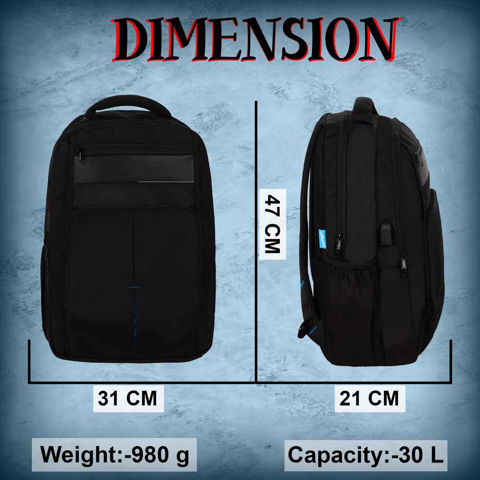 F Gear Unisex Solid Polyester 30 L Laptop Backpack | Black - One Size