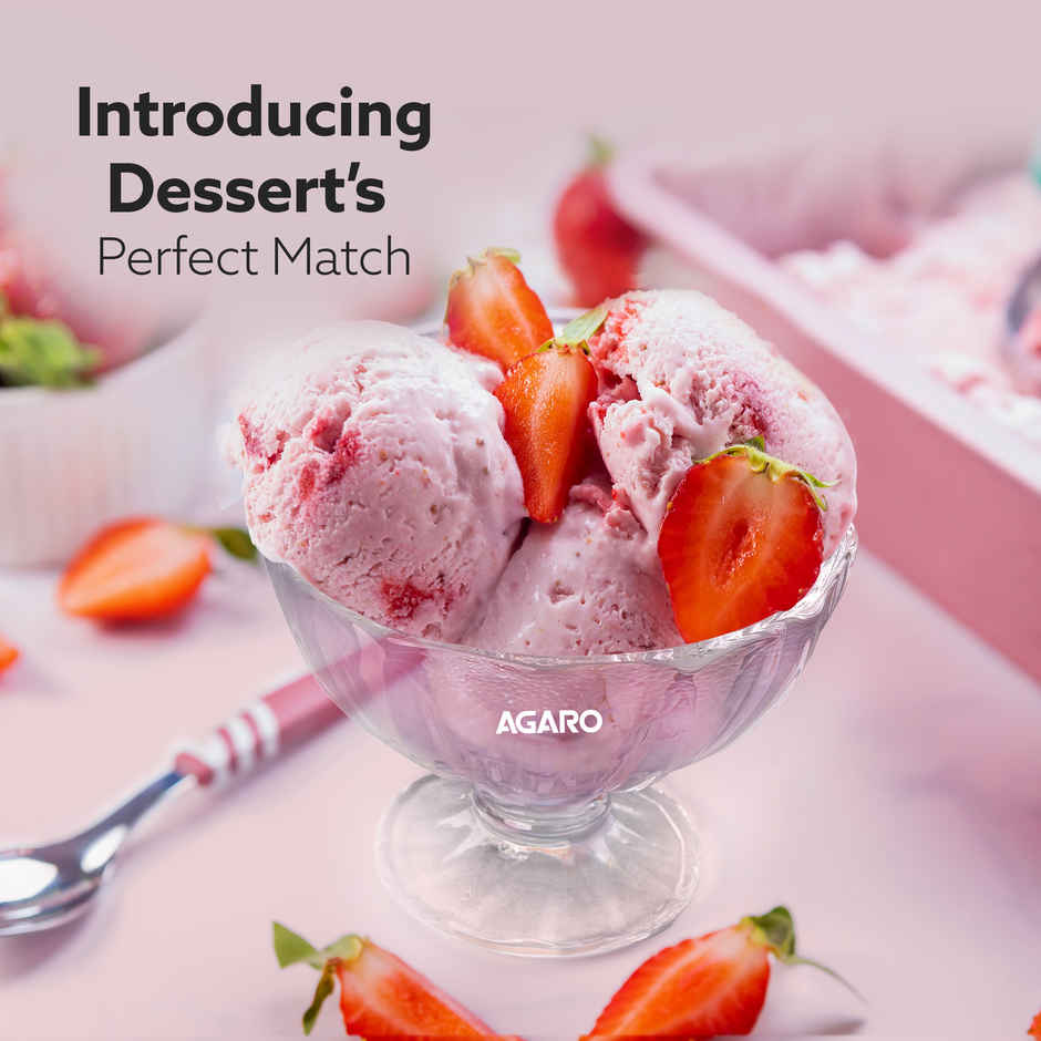 Agaro Glass Elegant Ice Cream Bowl | Ice Cream Bowl | Dip | Serving Bowls - 140 ml