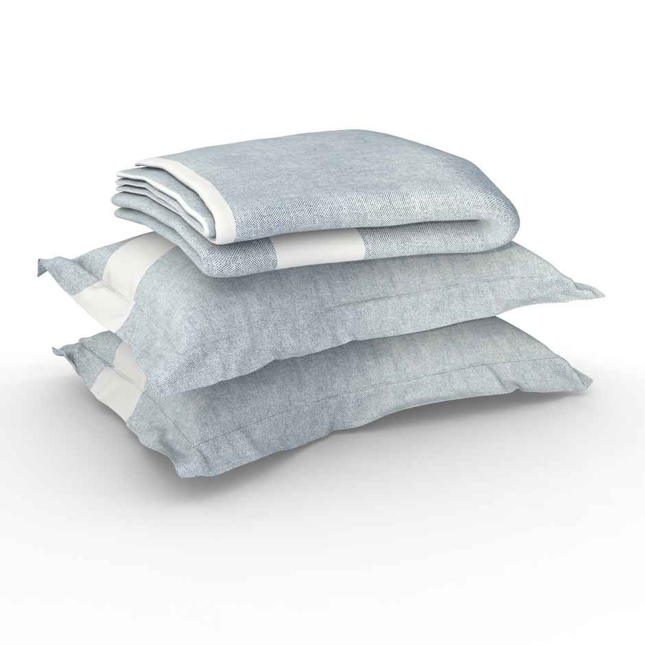Himeya Exclusive 144 TC Double Bedsheet Set | Skyfade Denim