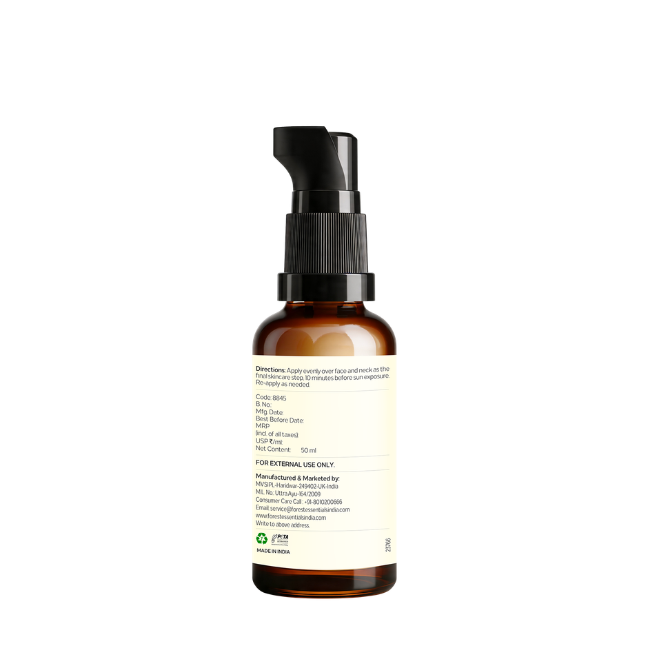 Forest Essentials Sheer Sun Fluid SPF 50 PA++++ | Hydrating Ayurvedic Sunscreen