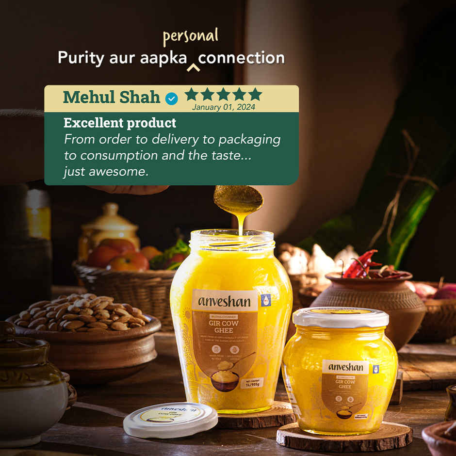 Anveshan A2 Gir Cow Ghee Traditional Bilona Method Cultured Curd Based Immunity Booster